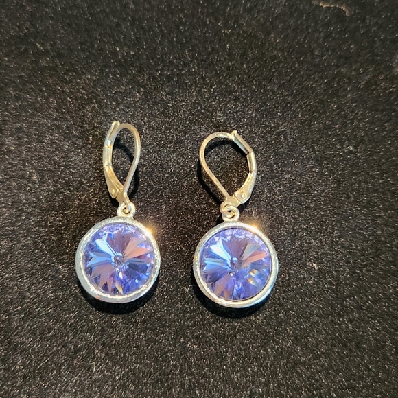 Purple Wire Drop Earrings - Picture 2 of 4